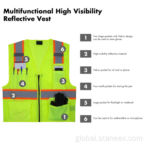 Reflective Safety Vest Breathable Mesh High Visibility Reflective Safety Vest Factory